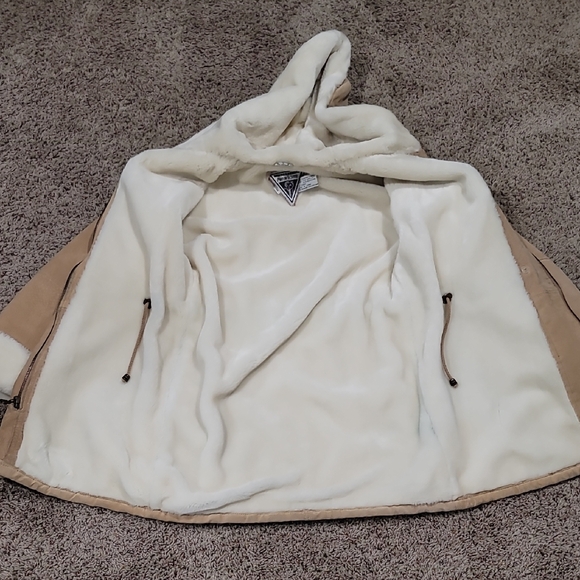 J PERCY for Marvin Richards Tan Leather Suede Hooded Zipper Coat Womans XS - Picture 7 of 7